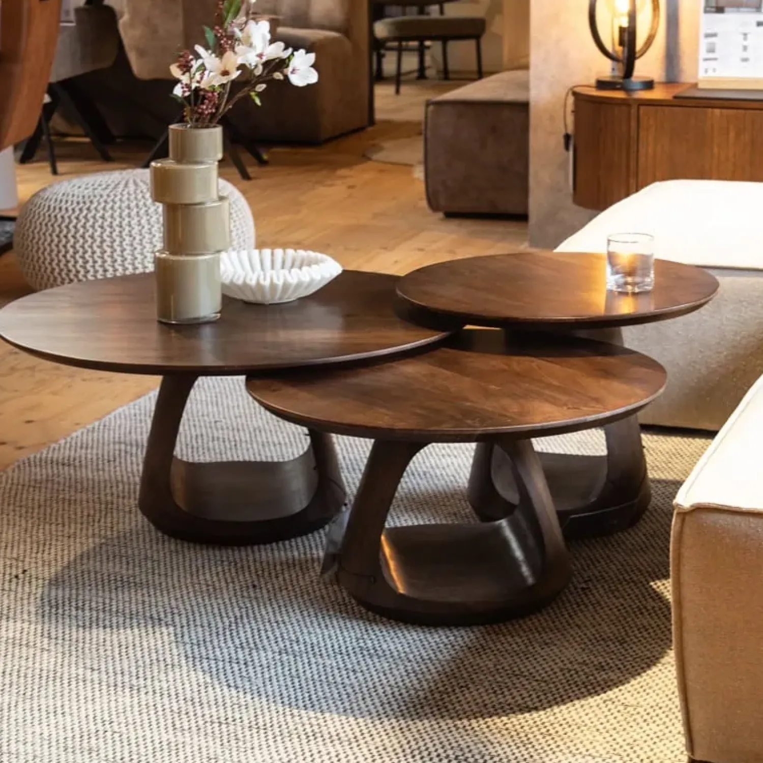 Mysons Salontafels|Mike Salontafel rond Walnoot Small 60cm