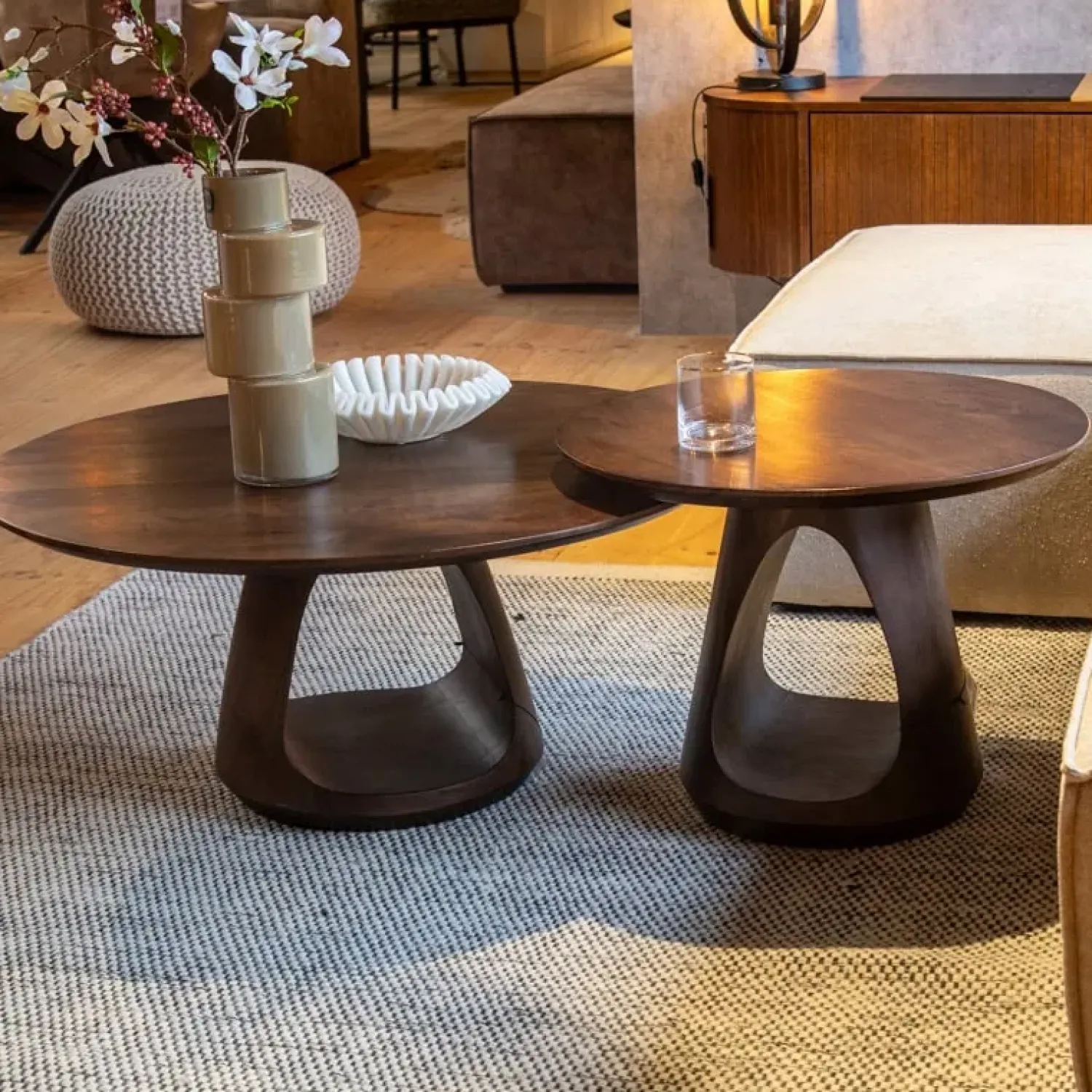 Mysons Salontafels|Mike Salontafel rond Walnoot Large 90cm