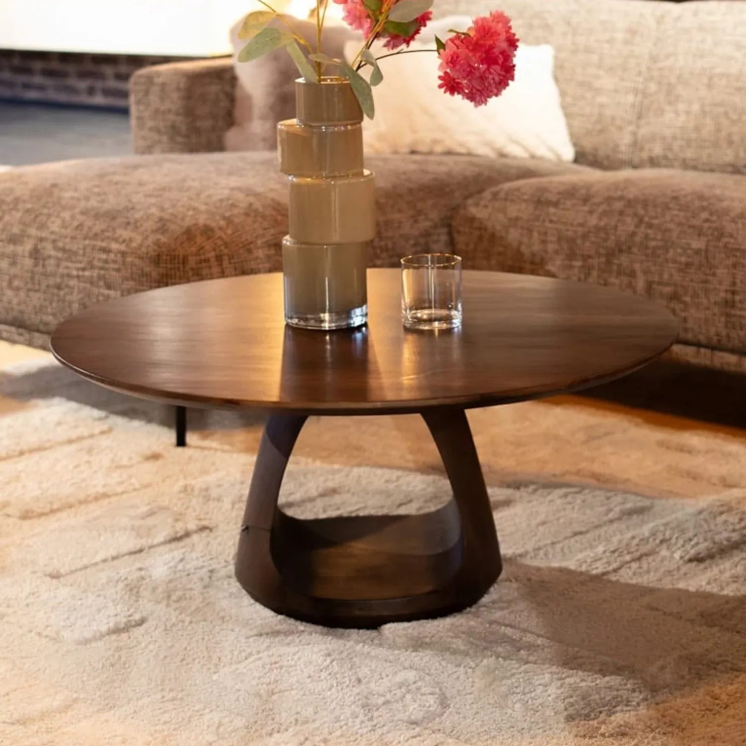 Mysons Salontafels|Mike Salontafel rond Walnoot Large 90cm