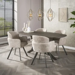 Kalfort Eettafels|Miles Eettafel deens ovaal Brons 180cm
