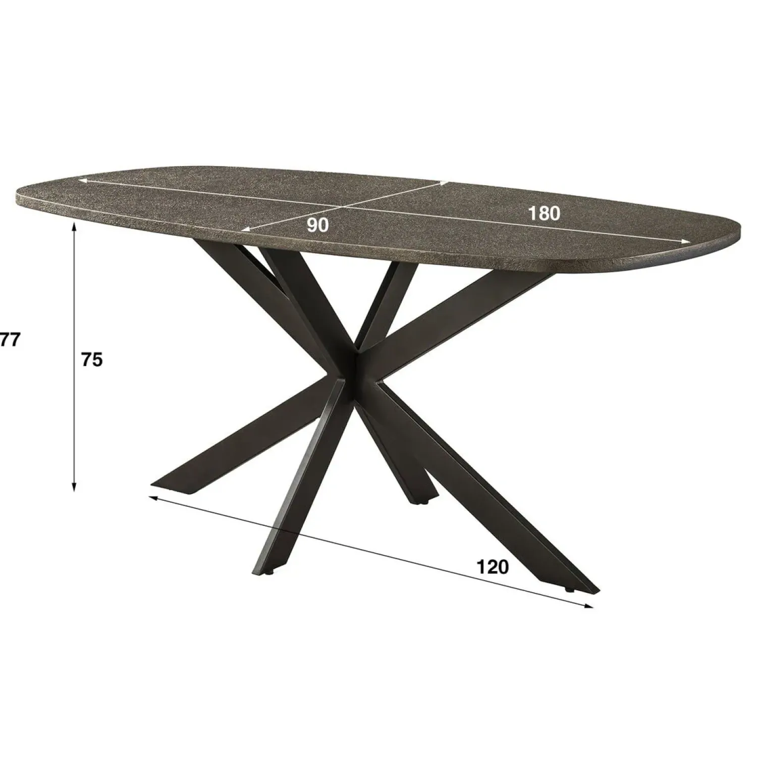 Kalfort Eettafels|Miles Eettafel deens ovaal Brons 180cm