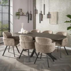 Kalfort Eettafels|Miles Eettafel deens ovaal Brons 215cm
