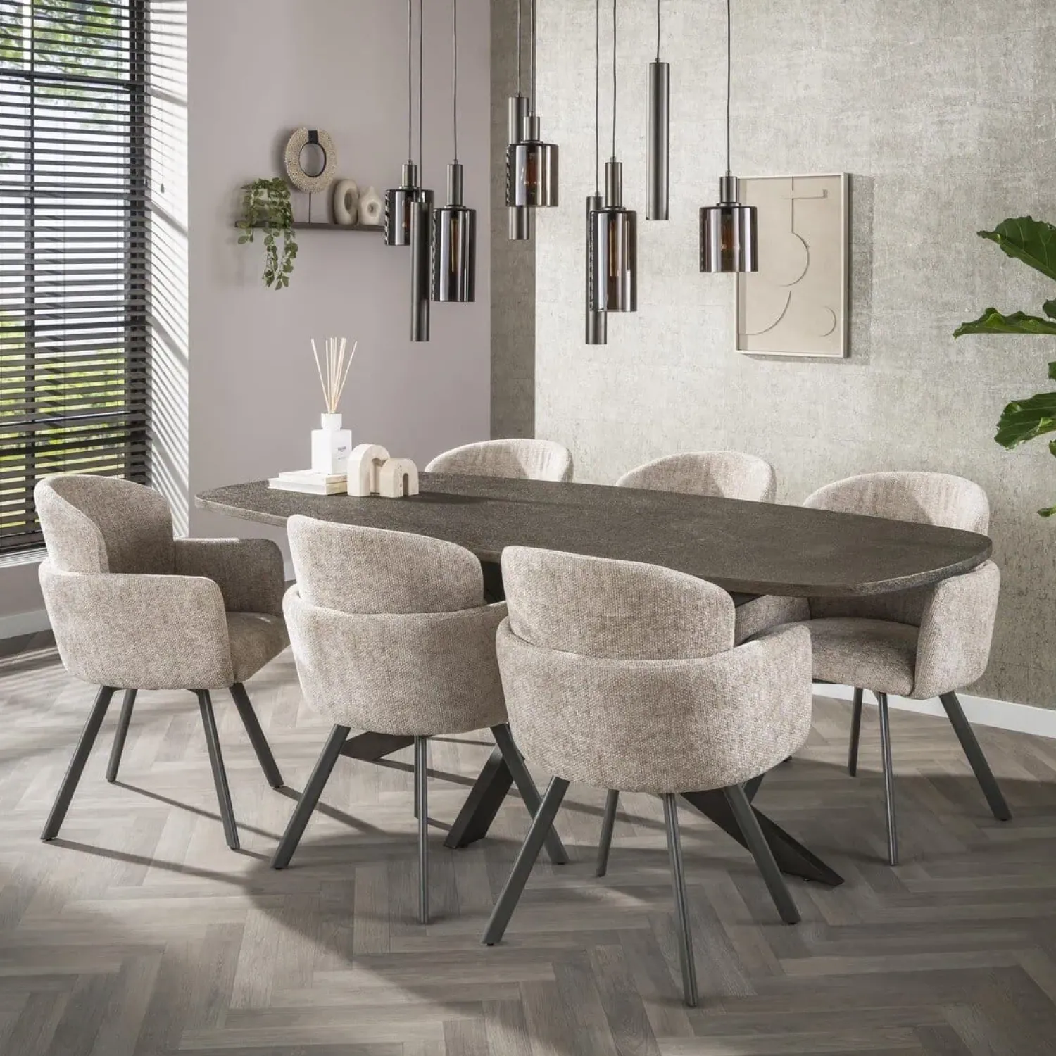 Kalfort Eettafels|Miles Eettafel deens ovaal Brons 215cm