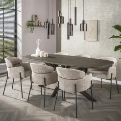 Kalfort Eettafels|Miles Eettafel deens ovaal Brons 215cm