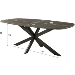 Kalfort Eettafels|Miles Eettafel deens ovaal Brons 215cm