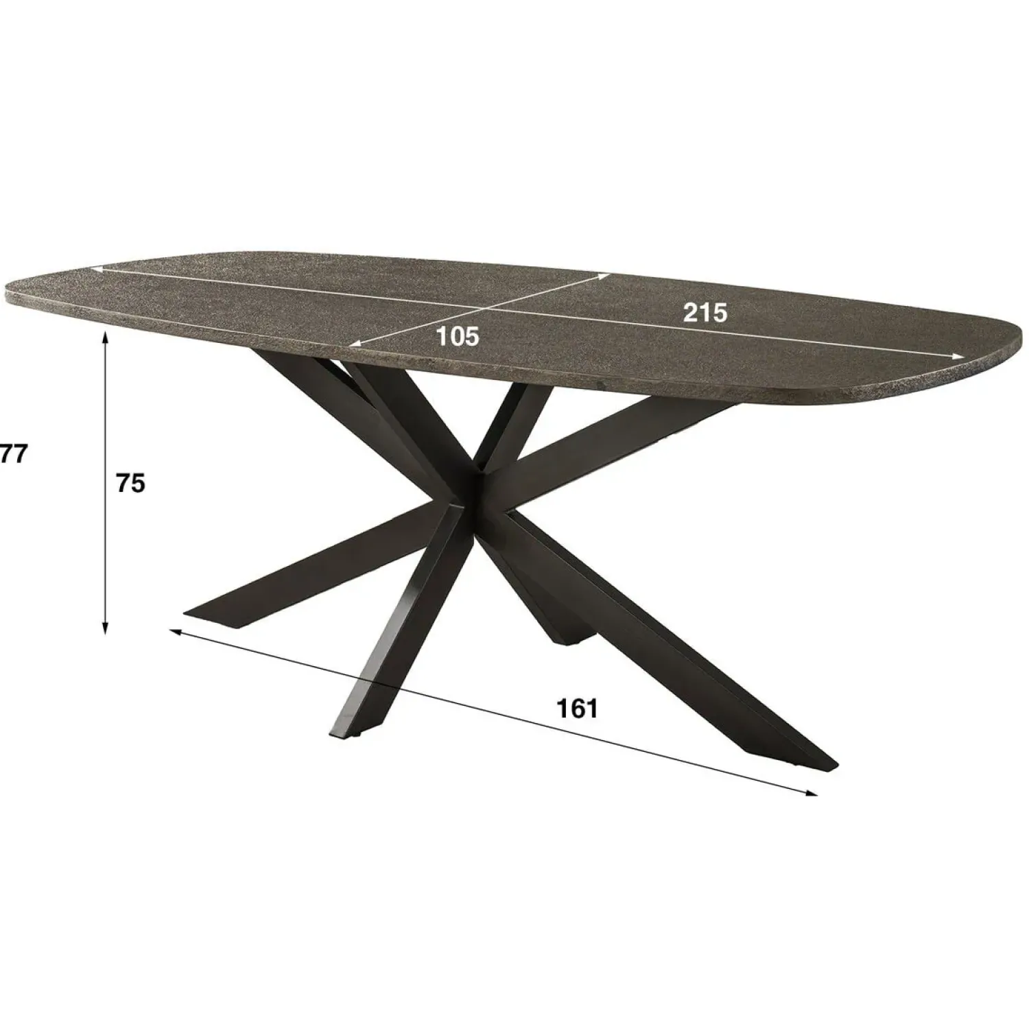 Kalfort Eettafels|Miles Eettafel deens ovaal Brons 215cm