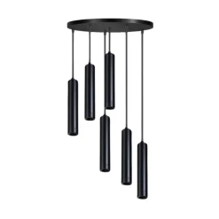 Steinmex Hanglampen|Miller 6-lichts getrapte hanglamp zwart