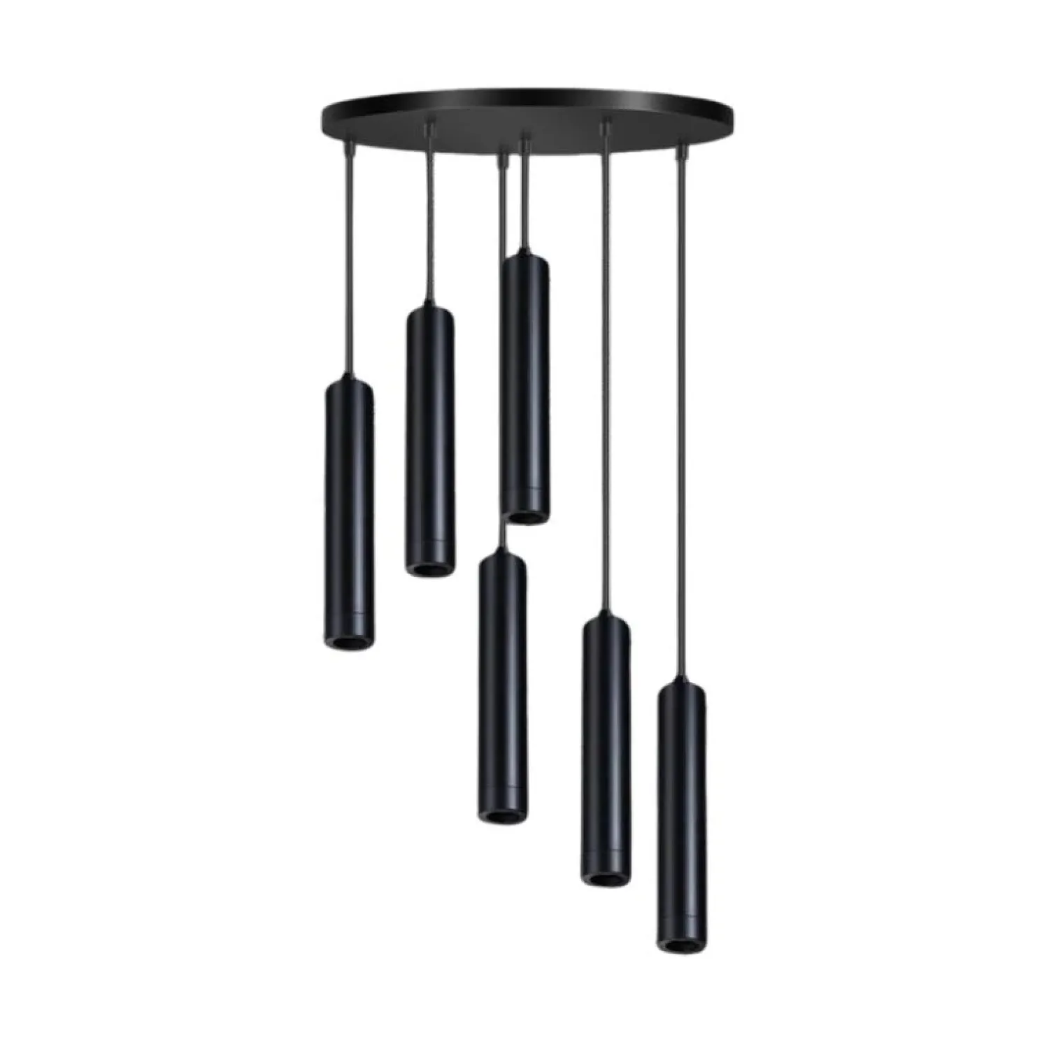 Steinmex Hanglampen|Miller 6-lichts getrapte hanglamp zwart