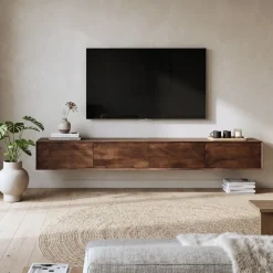 Vane Living Industriele Kasten|Tv Meubels|Milo Zwevend Tv meubel walnoot 240cm
