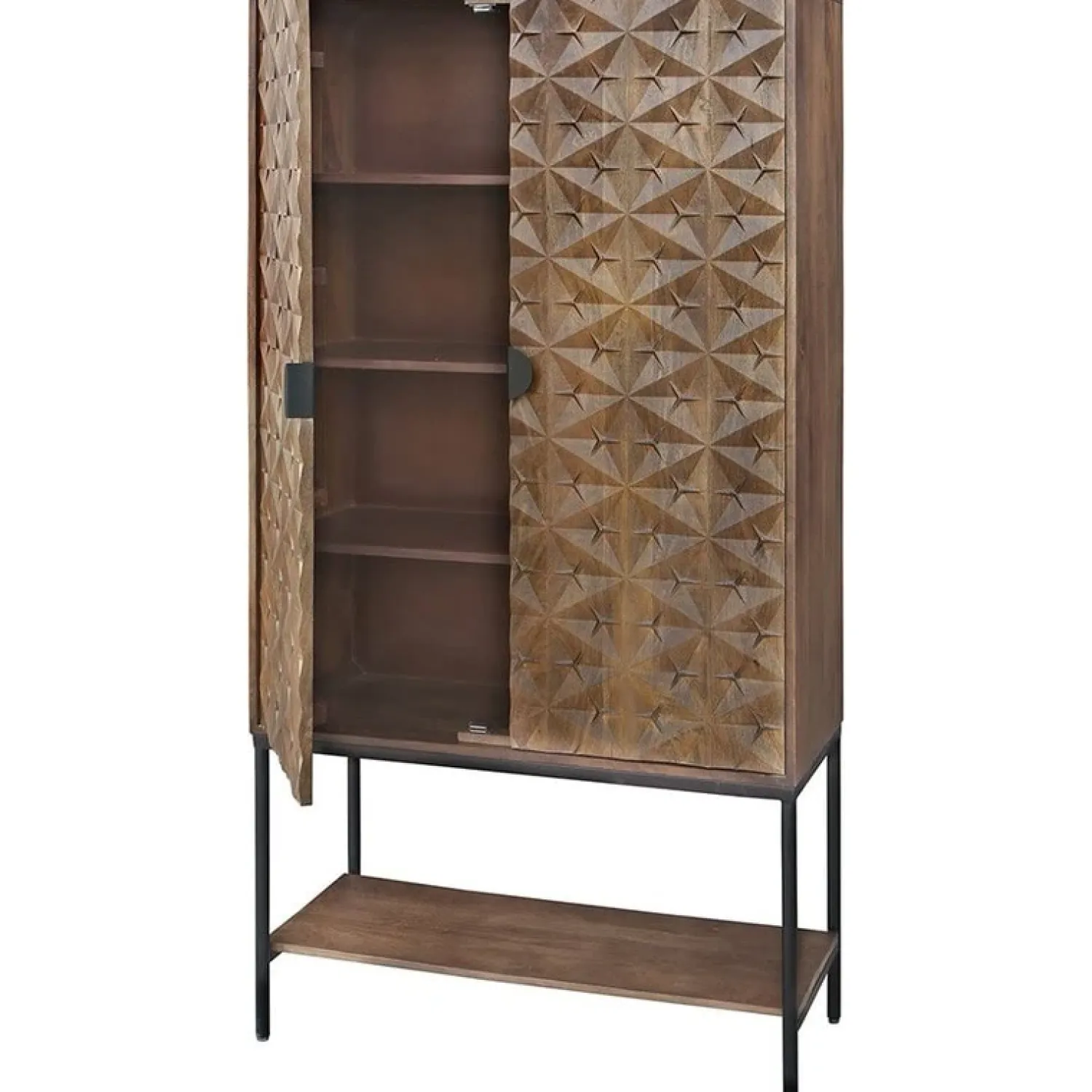 Mysons Wandkasten|Industriele Kasten|Mitchell Wandkast met onderplank Walnoot 100cm