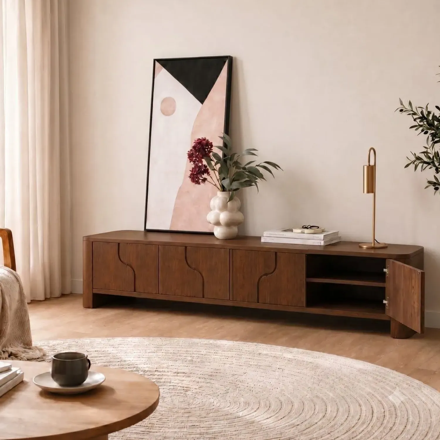 Vane Living Industriele Kasten|Tv Meubels|Moos Tv meubel walnoot 200cm