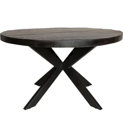 Furndea Eettafels|Morada eettafel industrieel rond mangohout zwart 130cm