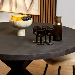 Furndea Eettafels|Morada eettafel industrieel rond mangohout zwart 130cm