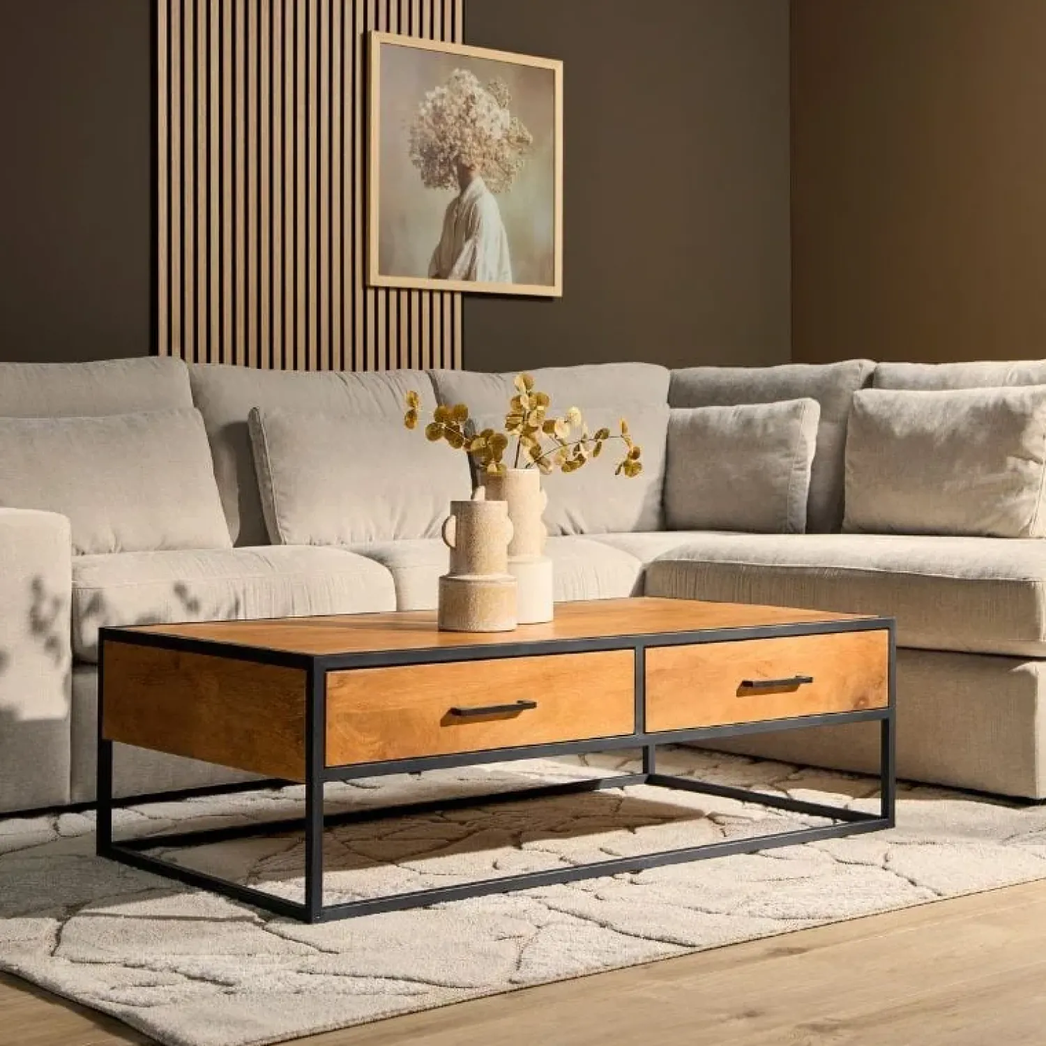 Furndea Salontafels|Morada salontafel industrieel rechthoek Warm mangohout