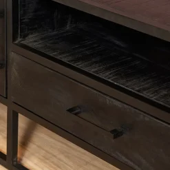 Furndea Industriele Kasten|Tv Meubels|Morada tv meubel industrieel mangohout zwart 145cm