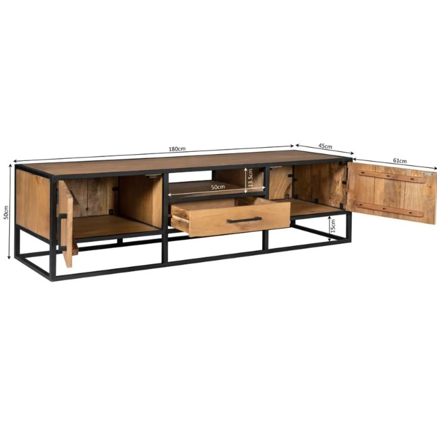 Furndea Industriele Kasten|Tv Meubels|Morada tv meubel industrieel Warm mangohout 180cm
