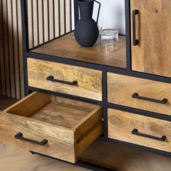 Furndea Vakkenkasten|Industriele Kasten|Morada Vakkenkast naturel Mangohout 90cm