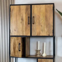 Furndea Vakkenkasten|Industriele Kasten|Morada Vakkenkast naturel Mangohout 90cm