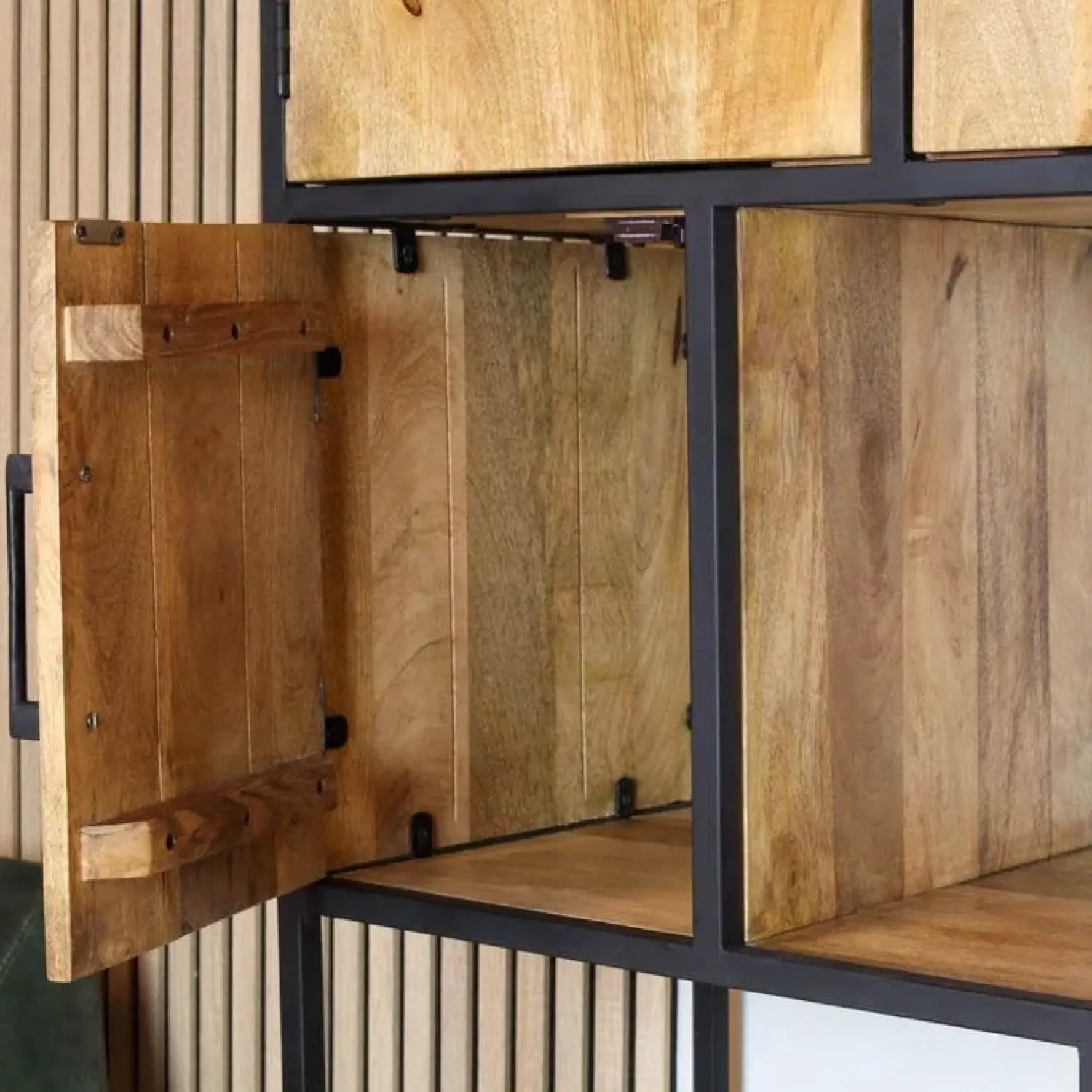 Furndea Vakkenkasten|Industriele Kasten|Morada Vakkenkast naturel Mangohout 90cm