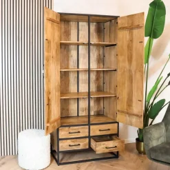 Furndea Wandkasten|Industriele Kasten|Morada Wandkast naturel Mangohout 90cm