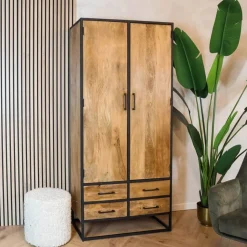 Furndea Wandkasten|Industriele Kasten|Morada Wandkast naturel Mangohout 90cm