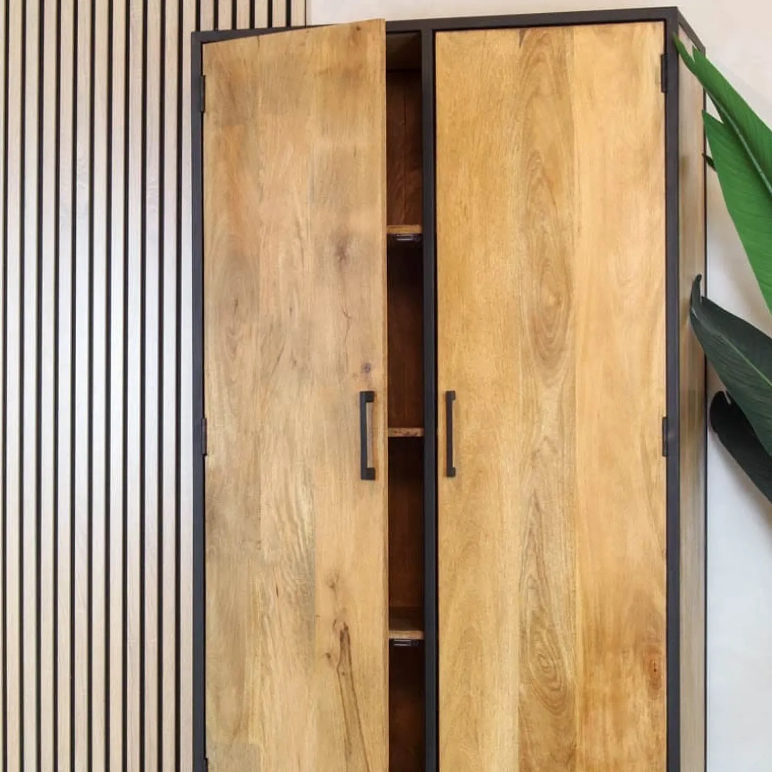 Furndea Wandkasten|Industriele Kasten|Morada Wandkast naturel Mangohout 90cm