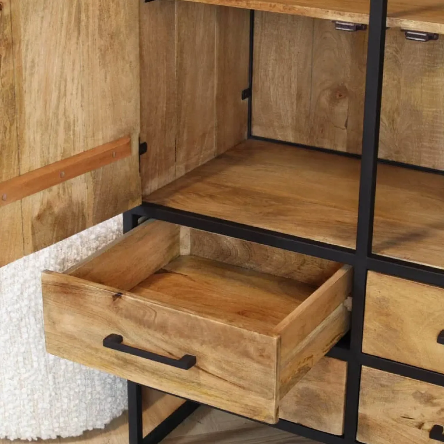 Furndea Wandkasten|Industriele Kasten|Morada Wandkast naturel Mangohout 90cm