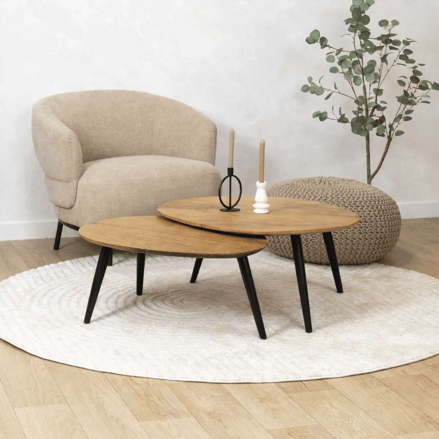 Mysons Salontafels|Morella Salontafel set van 2 organisch Mangohout