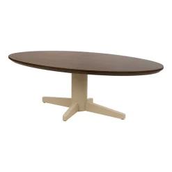 Mysons Salontafels|Morgan Salontafel ovaal Walnoot - Beige onderstel 130cm