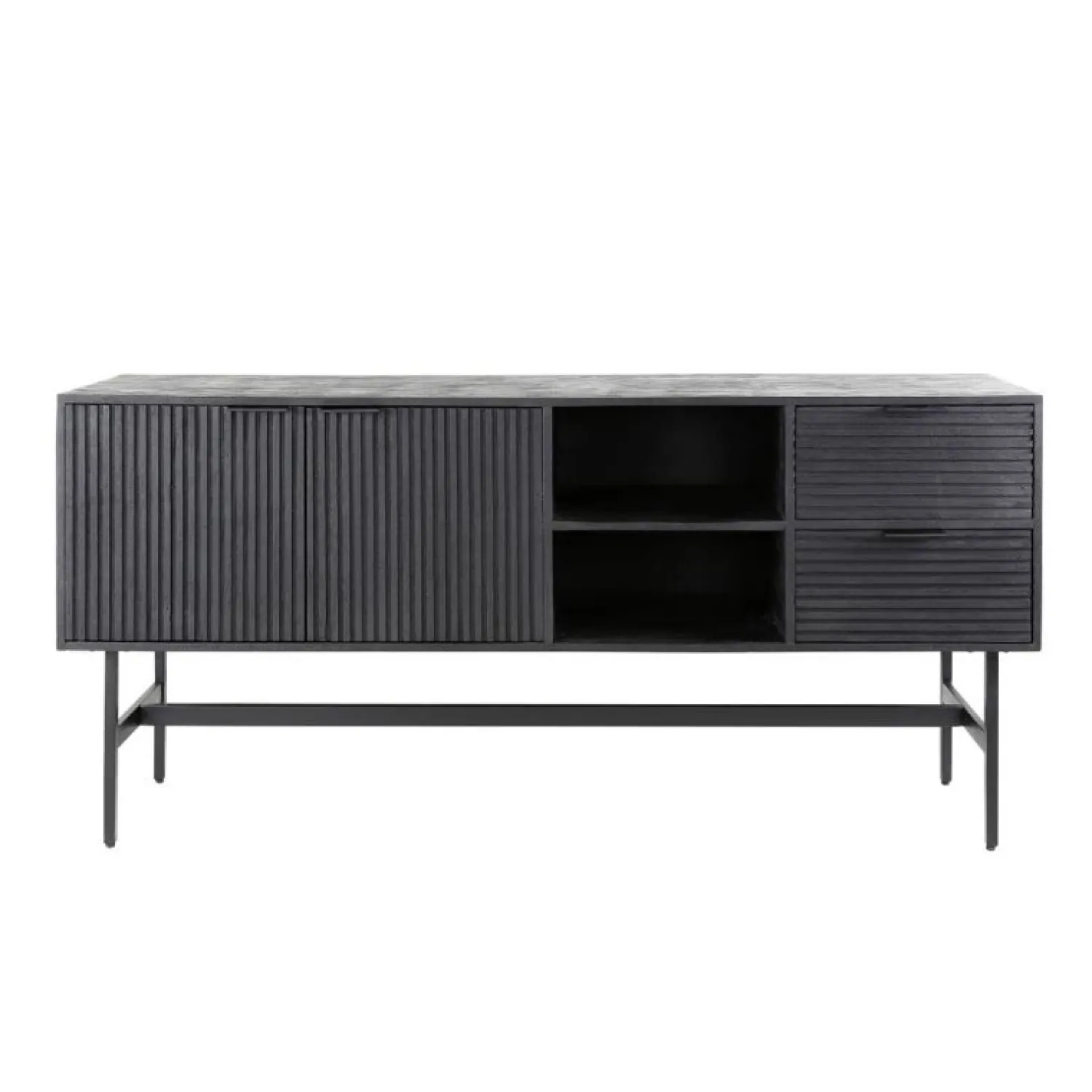 Kalfort Dressoirs|Industriele Kasten|Morina Dressoir mangohout Zwart 170cm