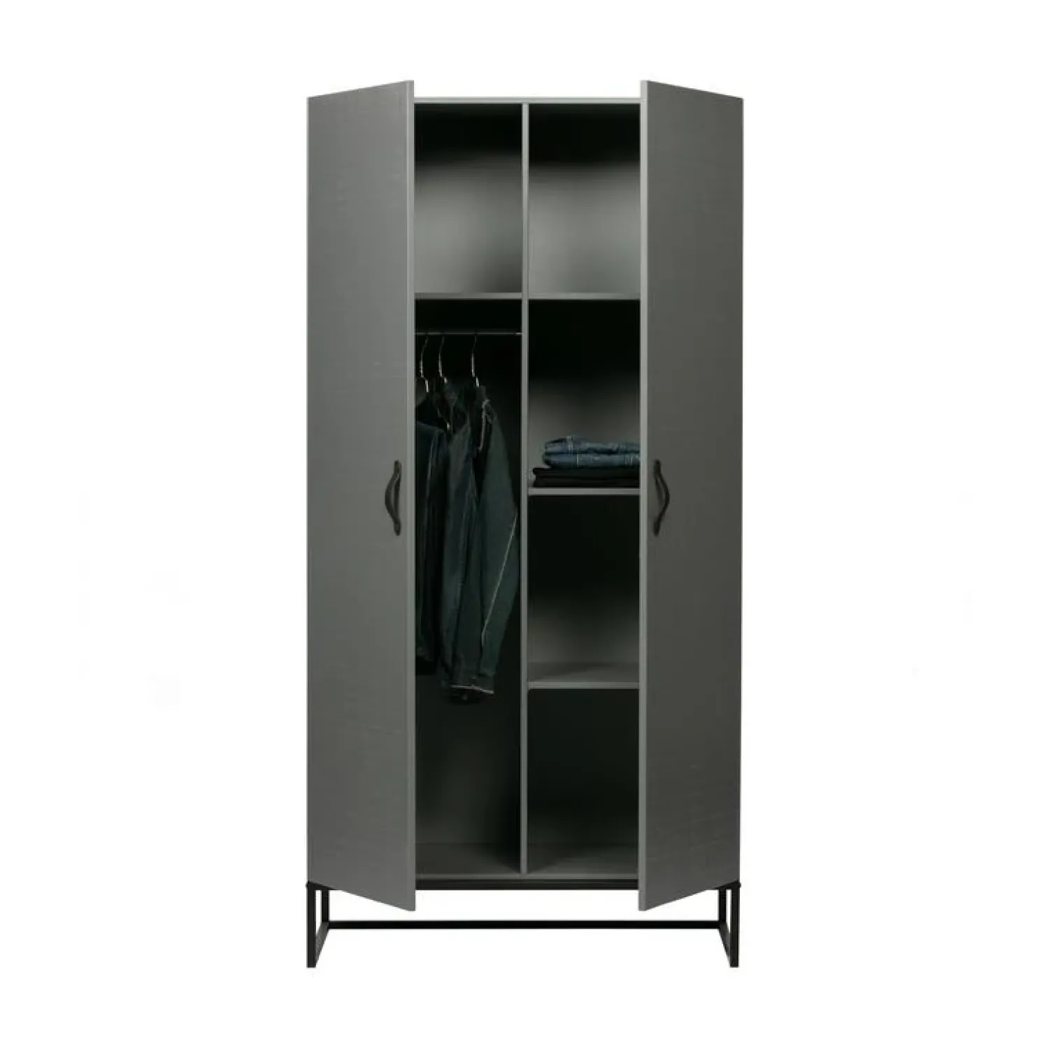 WOOOD Industriele Kasten|Kledingkasten|Morris Kast Dennenhout Leem 100cm
