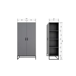 WOOOD Industriele Kasten|Kledingkasten|Morris Kast Dennenhout Leem 100cm