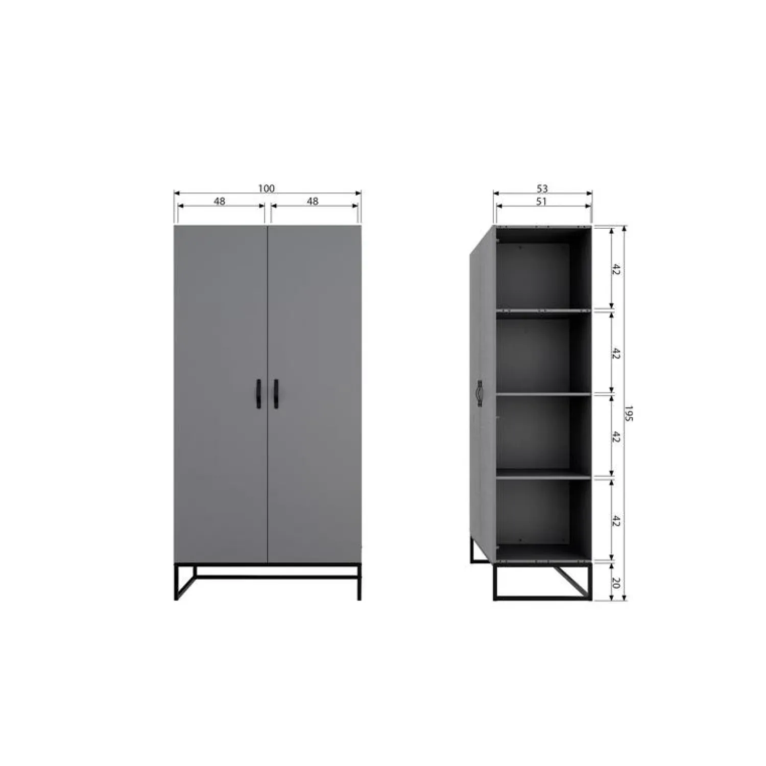 WOOOD Industriele Kasten|Kledingkasten|Morris Kast Dennenhout Leem 100cm