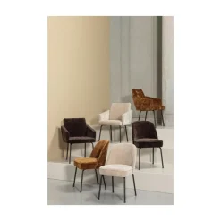 WOOOD Eetkamerstoelen|Mount Eetkamerstoel Met Armleuning Chenille Zand