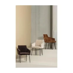 WOOOD Eetkamerstoelen|Mount Eetkamerstoel Met Armleuning Chenille Zand