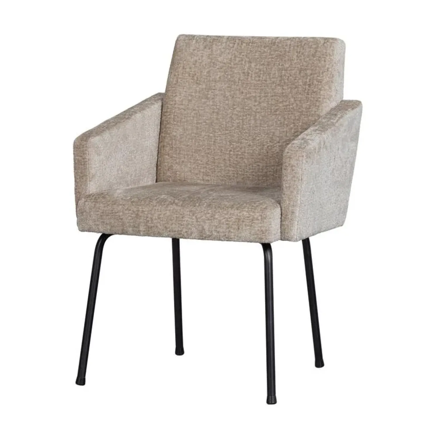 WOOOD Eetkamerstoelen|Mount Eetkamerstoel Met Armleuning Grof Geweven Stof Naturel