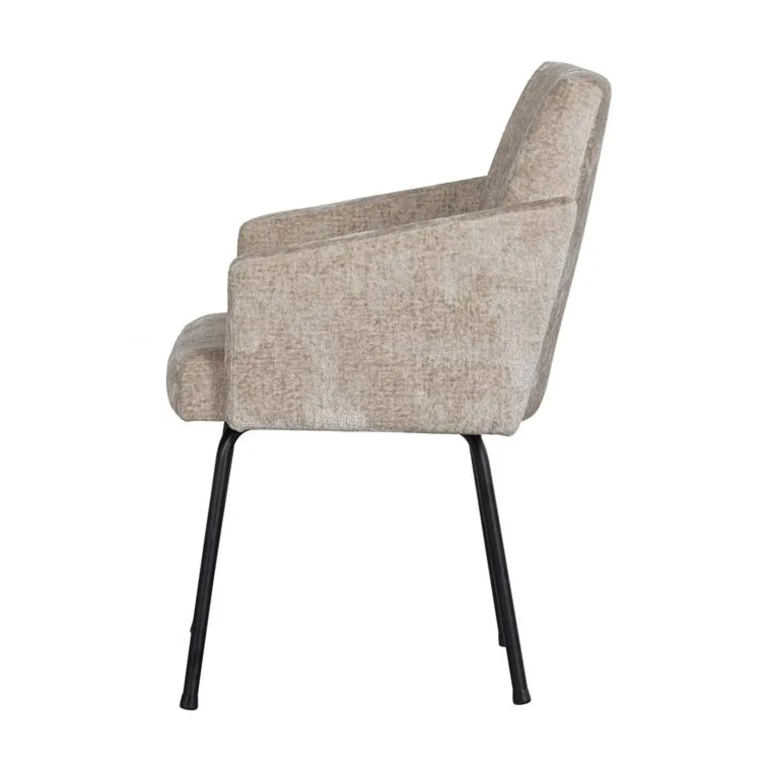 WOOOD Eetkamerstoelen|Mount Eetkamerstoel Met Armleuning Grof Geweven Stof Naturel