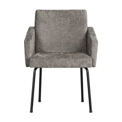 WOOOD Eetkamerstoelen|Mount Eetkamerstoel Met Armleuning Grof Geweven Stof Taupe