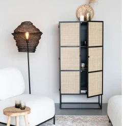 NORI Living Wandkasten|Boekenkasten|Muji hoge wandkast met 6 vakken rotan 70cm
