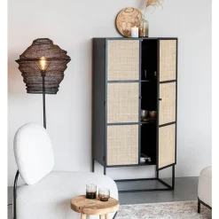 NORI Living Wandkasten|Boekenkasten|Muji hoge wandkast met 6 vakken rotan 70cm