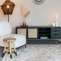 NORI Living Industriele Kasten|Tv Meubels|Muji tv meubel met 3 lades rotan 150cm