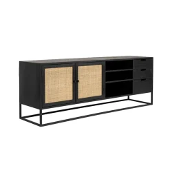NORI Living Industriele Kasten|Tv Meubels|Muji tv meubel met 3 lades rotan 150cm