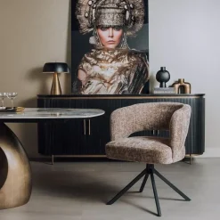 Tower living Eetkamerstoelen|Mura Eetkamerstoel stof Cappuccino