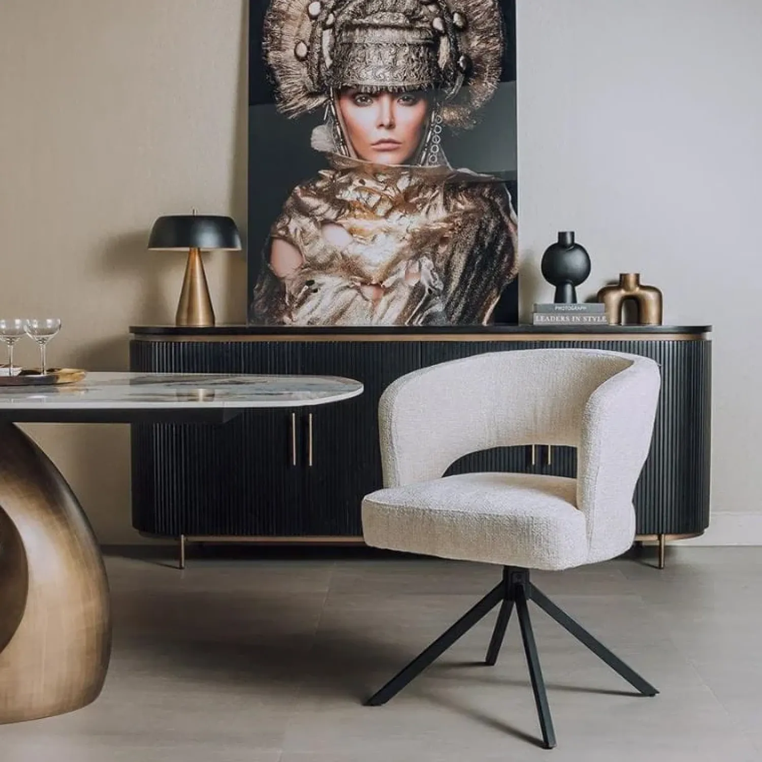 Tower living Eetkamerstoelen|Mura Eetkamerstoel stof Pearl