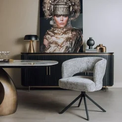 Tower living Eetkamerstoelen|Mura Eetkamerstoel stof Silver