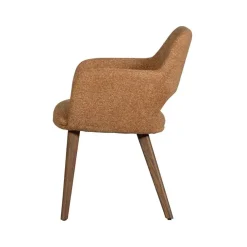 WOOOD Eetkamerstoelen|Murat Eetkamerstoel Geel Met Houten Poot Bruin