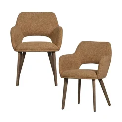WOOOD Eetkamerstoelen|Murat Eetkamerstoel Geel Met Houten Poot Bruin