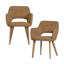 WOOOD Eetkamerstoelen|Murat Eetkamerstoel Geel Met Houten Poot Naturel