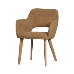 WOOOD Eetkamerstoelen|Murat Eetkamerstoel Geel Met Houten Poot Naturel