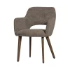 WOOOD Eetkamerstoelen|Murat Eetkamerstoel Taupe Met Houten Poot Bruin